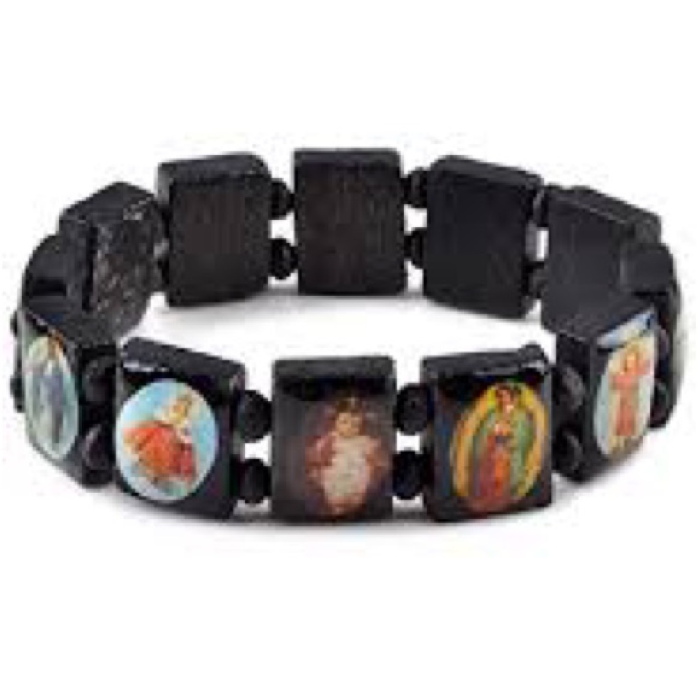 Religious Saints and Angels Black Bracelet